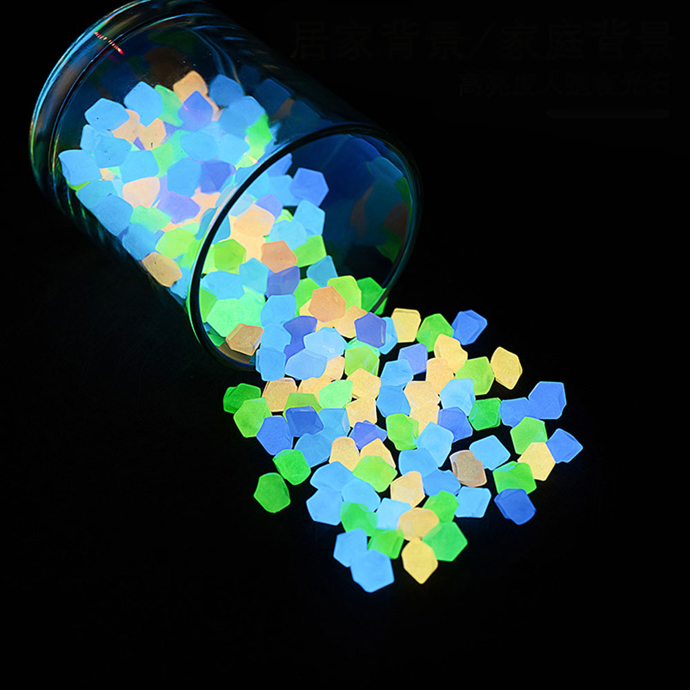 Aquarium Fish Glow In The Dark - 100 pz. Ciottoli Scuri Luminosi 14*11mm