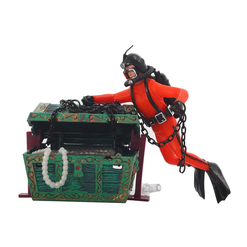 Aquarium Fish Price - Ornamento per Acquario Treasure Frogman, Statuetta