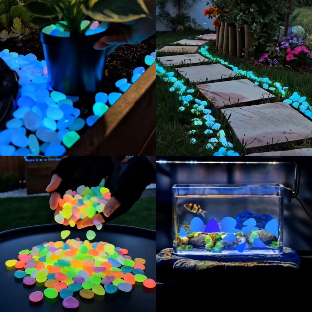 Aquarium Fish Glow In The Dark - 200/1000 Pezzi di Pietre Luminose che