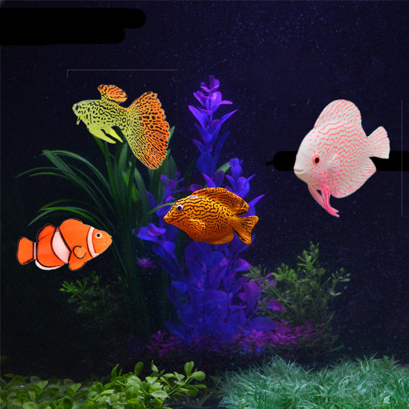 Aquarium Fish Glow In The Dark - Decorazione Luminosa in Silicone per Acquario,